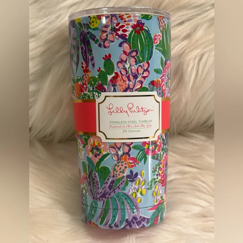 Lilly Pulitzer Me And My Zesty Floral Double Wall Stainless Steel Tumbler 20 oz